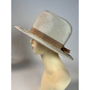 Vintage Terry B. Womens Straw Hat With Paisley Lining & Ribbon Detail